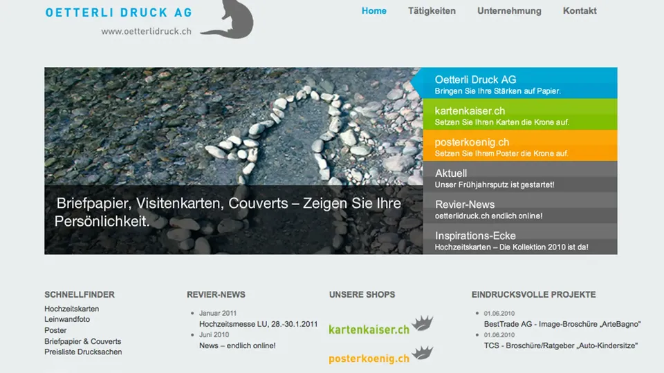 Die erste Website der Oetterli Druck AG – Ausgangspunkt für posterkoenig.ch